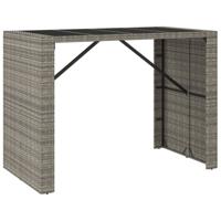 Bartafel met glazen blad 145x80x110 cm poly rattan grijs - thumbnail
