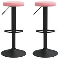 VidaXL Barkrukken 2 st fluweel roze - thumbnail