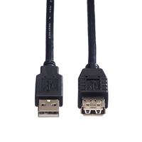 ROLINE USB 2.0 Kabel, type A-A, M/F, zwart, 0,8 m - thumbnail