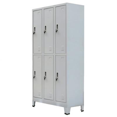Lockerkast met 6 vakken 90x45x180 cm staal grijs