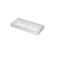 INK Momento Wastafel Polystone met 2 Kraangaten - 1000x450x90 mm - Glans Wit - thumbnail