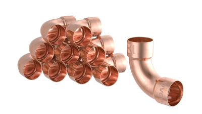 Kirchhoff Koperbocht 90°, blank, 15 mm, 2 sockets, (5002a) (10x) - 989017655