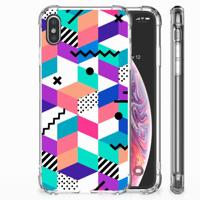 Apple iPhone Xs Max Shockproof Case Blokken Kleurrijk - thumbnail