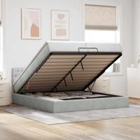Ottoman bed met matrassen en LED's 200x200cm fluweel lichtgrijs - thumbnail