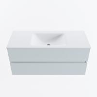 MONDIAZ VICA 110cm badmeubel onderkast Clay 2 lades. Wastafel CLOUD midden zonder kraangat, kleur Talc. - thumbnail