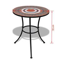 Bistrotafel 60 cm mozaek terracottakleur en wit - thumbnail
