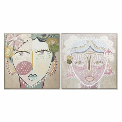 Schilderij DKD Home Decor Gezicht (103 x 4,5 x 103 cm) (2 Stuks)