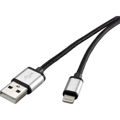 Renkforce RF3969327 USB-kabel USB 2.0 USB-A stekker, Apple Lightning stekker 0.50 m Donkergrijs Stoffen mantel Renkforce RF3969327 USB-kabel USB 2.0 USB-A stekker, Apple Lightning stekker 0.50 m Donkergrijs Stoffen mantel