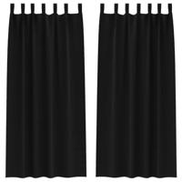 VidaXL Zwart-out gordijnen met ringen 2 pcs zwart 225 x 140 cm - thumbnail