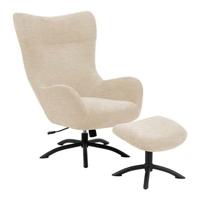 Bendt Draaifauteuil 'Keaton' met voetenbankje, kleur Beige - thumbnail