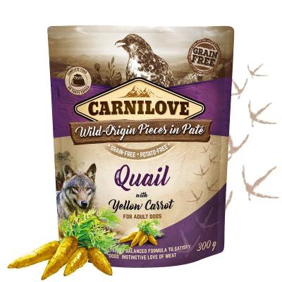CARNILOVE DOG POUCH KWARTEL / GELE WORTEL 12X300 GR