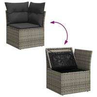 7-delige Loungeset met kussens poly rattan acacia grijs - thumbnail