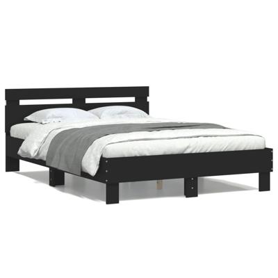 Bedframe met hoofdeinde en LED zwart 120x190 cm