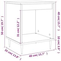Nachtkastje 40x35x50 cm bewerkt hout hoogglans wit - thumbnail