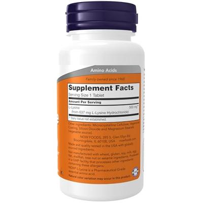 L-Lysine 500mg Now Foods 100tabl