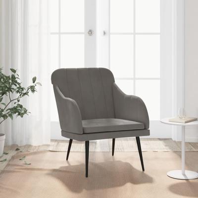 Fauteuil 63x76x80 cm fluweel donkergrijs Fauteuil 63x76x80 cm fluweel donkergrijs