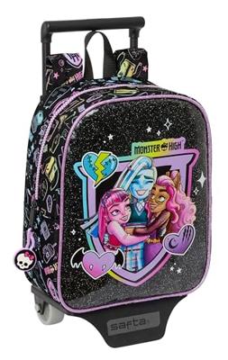 Schoolrugzak met Wielen Monster High Zwart 22 x 27 x 10 cm