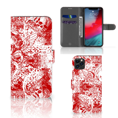 Telefoonhoesje met Naam Apple iPhone 11 Pro Max Angel Skull Rood Telefoonhoesje met Naam Apple iPhone 11 Pro Max Angel Skull Rood