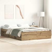 Bedframe zonder matras spaanplaat artisanaal eikenkleurig - thumbnail