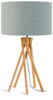 Good&Mojo Tafellamp 'Kilimanjaro' Bamboe en Eco linnen, kleur Lichtgrijs - thumbnail