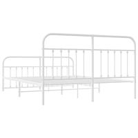Bedframe met hoofd- en voeteneinde metaal wit 183x213 cm - thumbnail