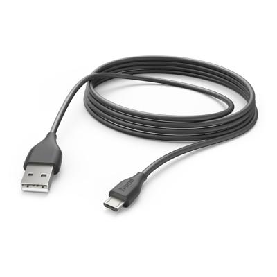 Hama USB-Kabel, USB-A naar Micro-USB, 3 m Oplader Zwart