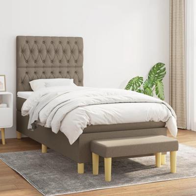 Boxspring met matras stof taupe 90x200 cm
