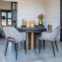 Richmond Ronde Eettafel 'Macaron' Eikenhout en metaal, Ø130cm - thumbnail