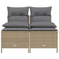 4-delige Loungeset met kussens poly rattan beige - thumbnail