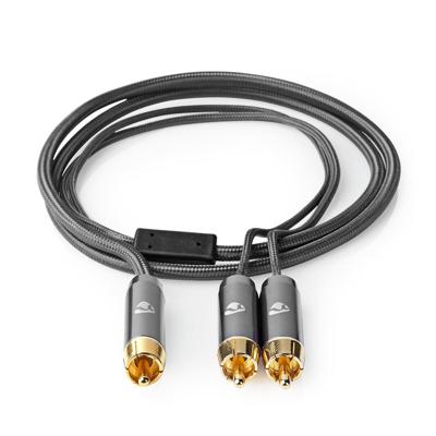 Nedis CATB24000GY30 Subwoofer-kabel Rca Male 2x Rca Male Verguld 3.00 M Rond 4.5 Mm Grijs / Gun Metal Grijs Cover Window Box