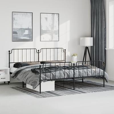 Bedframe met hoofd- en voeteneindemetaal zwart 193x203 cm