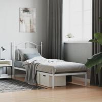 Bedframe met hoofdbord metaal wit 90x200 cm - thumbnail