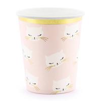 Feestbekers Katten Roze/Goud (6st) - thumbnail