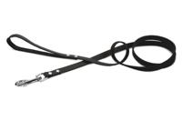 Hondenriem van leer 165cm x 16mm zwart - thumbnail