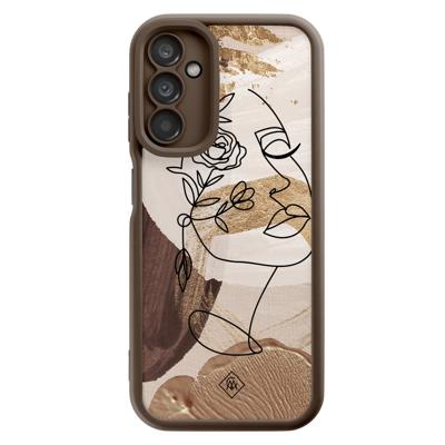 Samsung Galaxy A14 bruine case - Abstract gezicht bruin