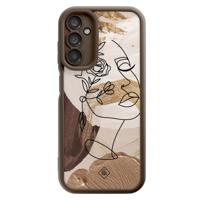 Samsung Galaxy A14 bruine case - Abstract gezicht bruin - thumbnail