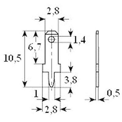 Vogt Verbindungstechnik 378005.68 Plug-tong Insteekbreedte: 2.8 mm Insteekdikte: 0.5 mm 180 ° Ongeïsoleerd Metaal 100 stuk(s)