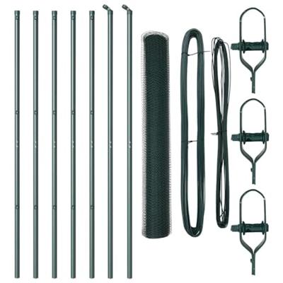 VidaXL Afrasteringspaal groen 10 x 1,4 m (25 mm gaas) staal en pvc VidaXL Afrasteringspaal groen 10 x 1,4 m (25 mm gaas) staal en pvc