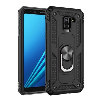 Armor schokbestendige TPU + PC beschermhoes voor Galaxy A8 (2018) met 360 graden rotatie houder (zwart)