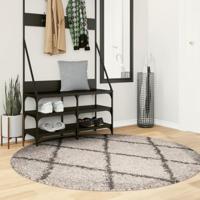 VidaXL Vloerkleed pamplona shaggy hoogpolig ø 160 cm beige antraciet - thumbnail