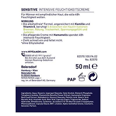 Nivea NIVEA Men Sensitive Intensive Dagcrème 50ml - Verzacht & Hydrateert Gevoelige Huid