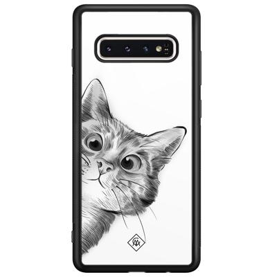 Samsung Galaxy S10 glazen hardcase - Peekaboo