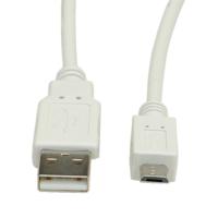 Value 11998752 USB 2.0 kabel, USB A stekker op Micro USB B stekker, 1,8 m wit - thumbnail