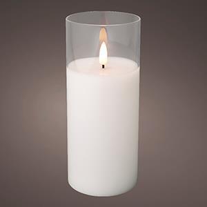 LED flakkerkaars in glas 7,5x17,5cm wit - 5509670