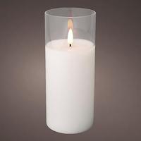 LED flakkerkaars in glas 7,5x17,5cm wit - 5509670 - thumbnail
