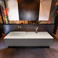 Badkamermeubelset Mondiaz Erin 150 cm met 1 Lade met RIDGE Wastafel Links Linen Zonder Kraangaten Greeploos Mat Dark Grey - thumbnail