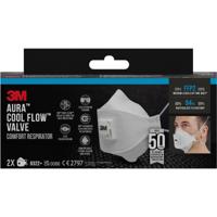 3M Aura Comfort Cool Flow stofmasker, FFP2, met ventiel, pak van 2 stuks - thumbnail