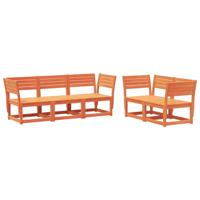 5-delige Loungeset met kussens massief grenenhout wasbruin - thumbnail