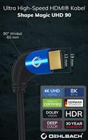 Oehlbach D1C42543 HDMI-kabel HDMI Aansluitkabel HDMI-A-stekker, HDMI-A-stekker 3.00 m Zwart 8K UHD, 90° haaks naar links, Afgeschermd (drievoudig) - thumbnail
