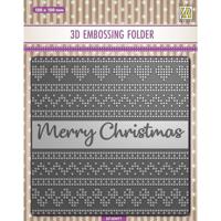 Nellie's Choice • 3d embossing folder achtergrond merry christmas 15x15cm - thumbnail